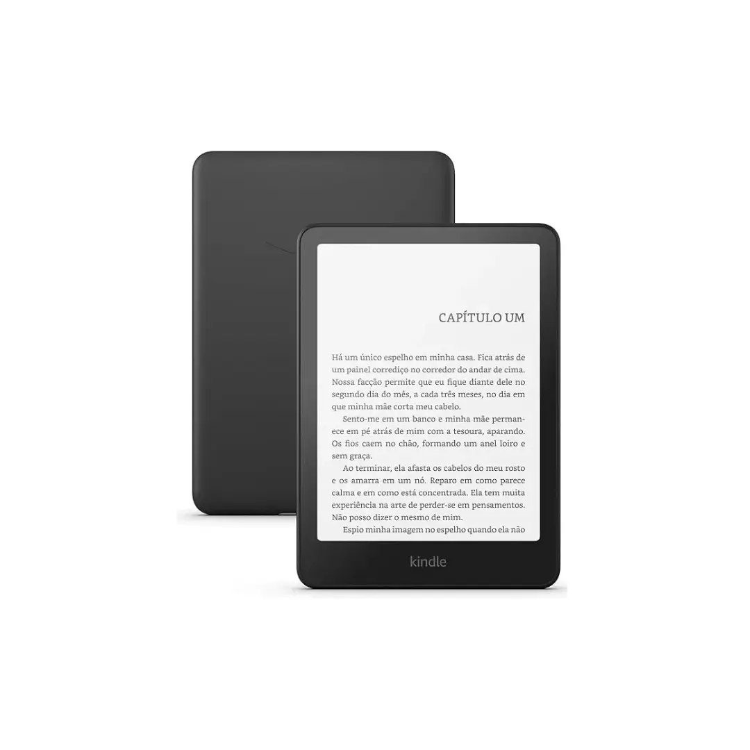 Novo Kindle Paperwhite de 16 GB, preto, com tela antirreflexo de 7 polegadas e bateria de longa duração.